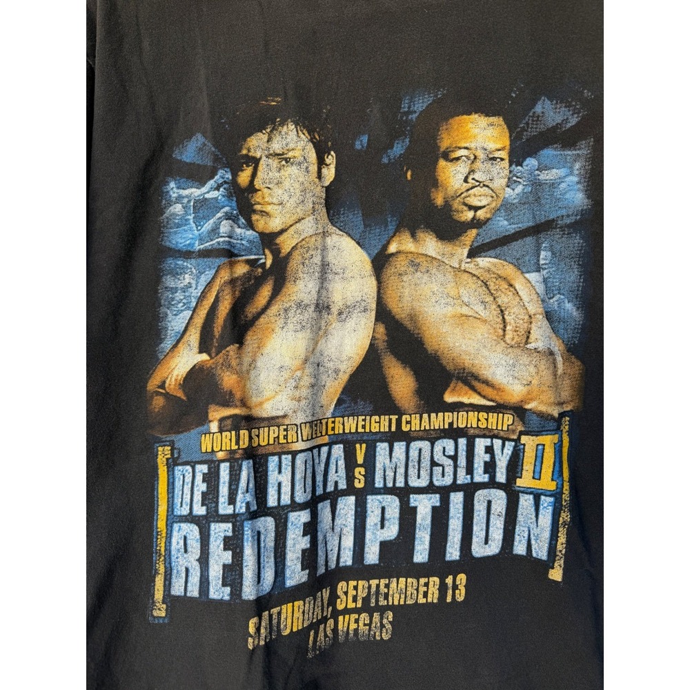 Vintage 2003 De La Hoya vs Mosley II Redemption Boxing T Shirt XL Black TCI